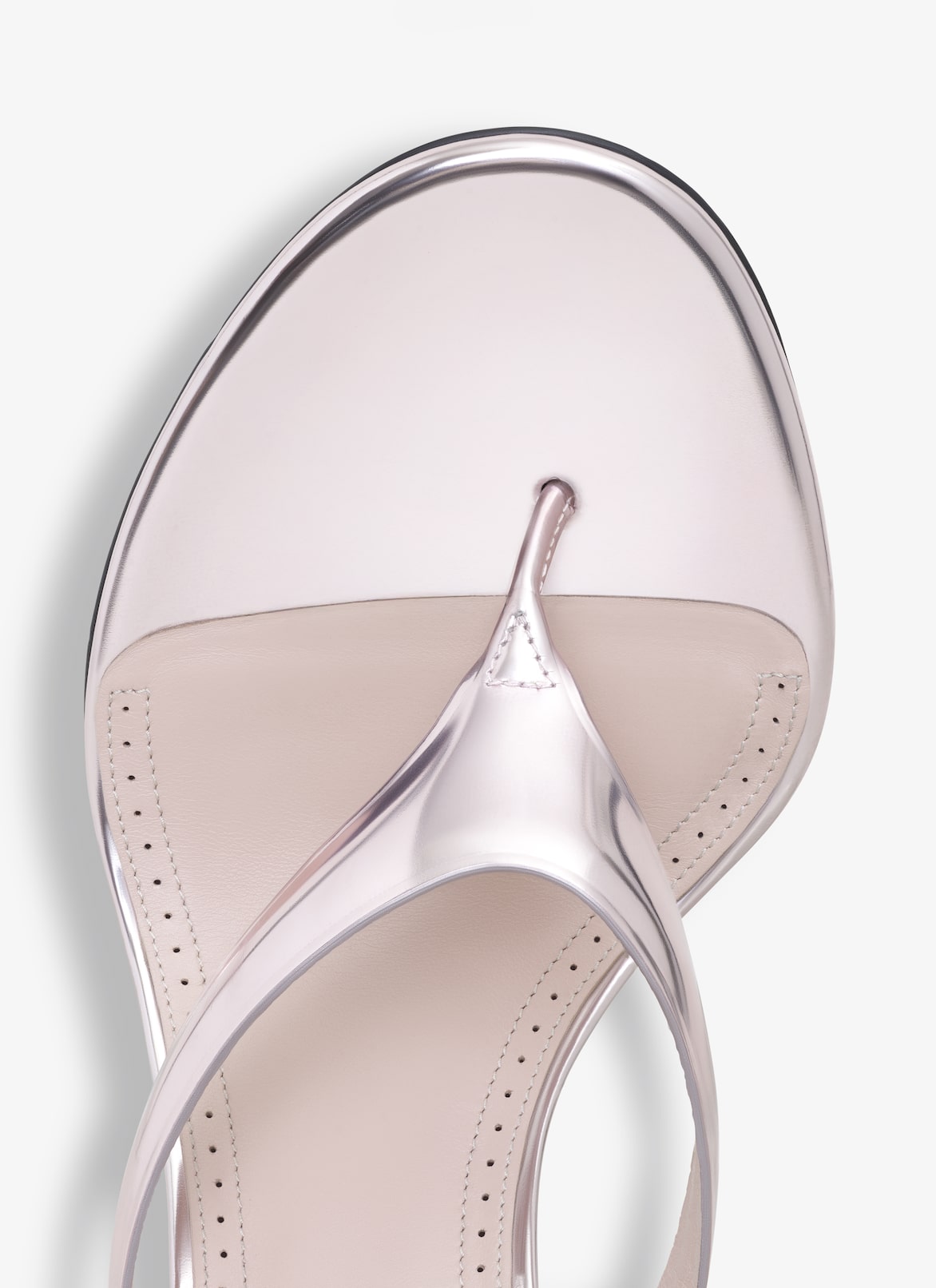 INFRADITO SANDALS IN LAMINATED LEATHER ALAÏA BLUSH/SILVER INFRADITO SANDALS IN LAMINATED LEATHER